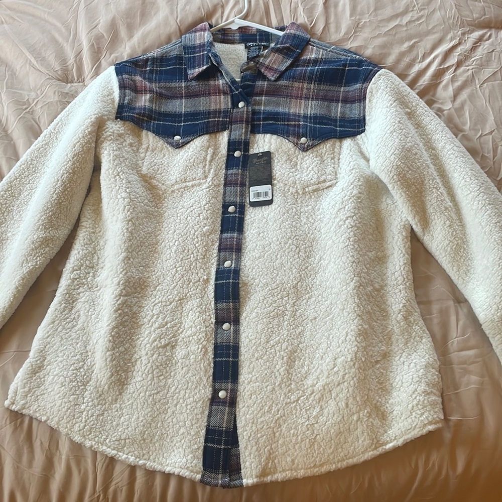 Wrangler - Jacket - Button-up - white with plaid - M